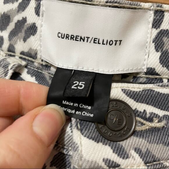 Current Elliott Grey & White Animal Print Stiletto Ankle Length Jeans Womens 25 - Picture 5 of 15